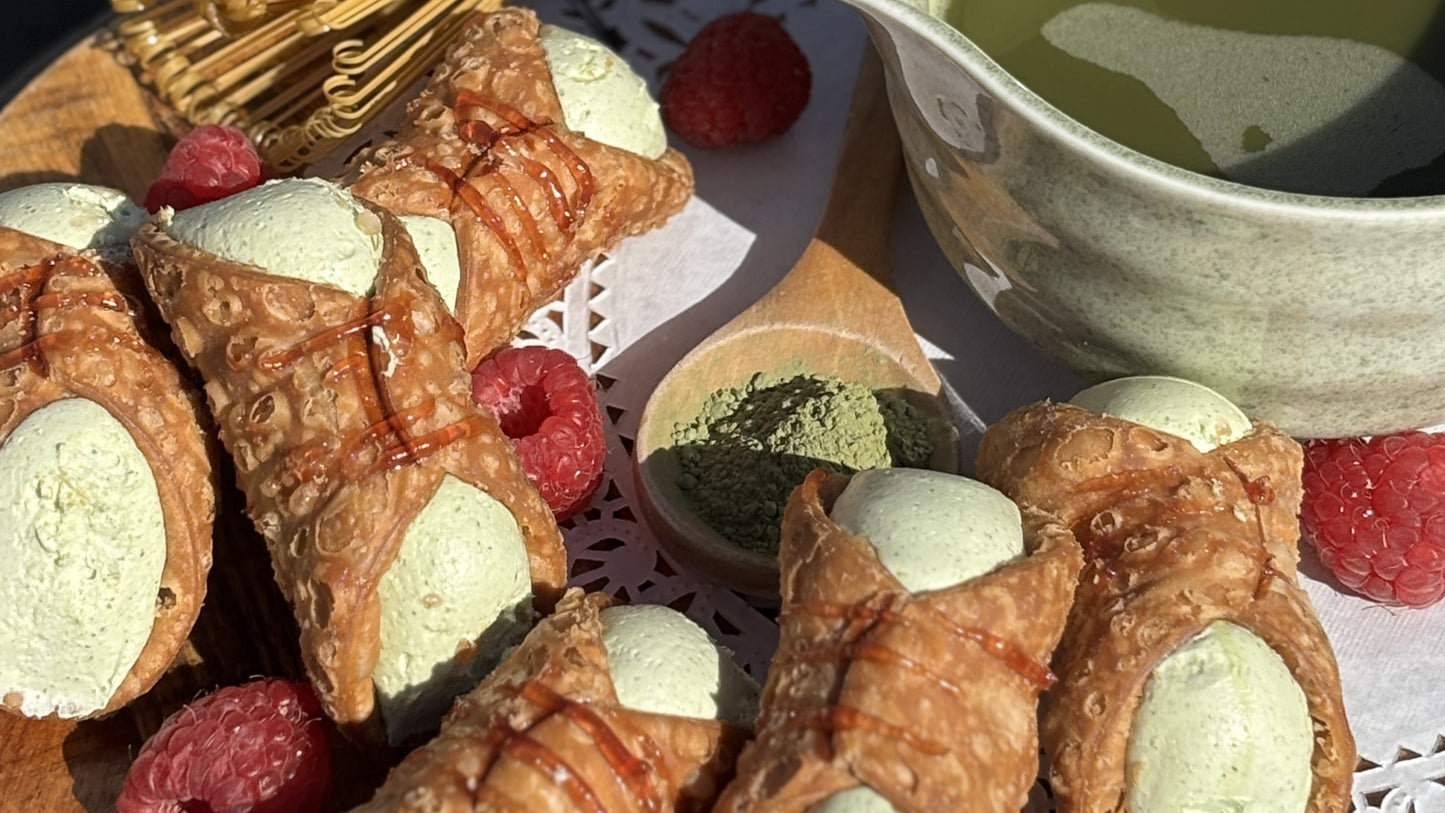 Matcha Raspberry with Cream Cheese Cannoli (Spring Season Only)