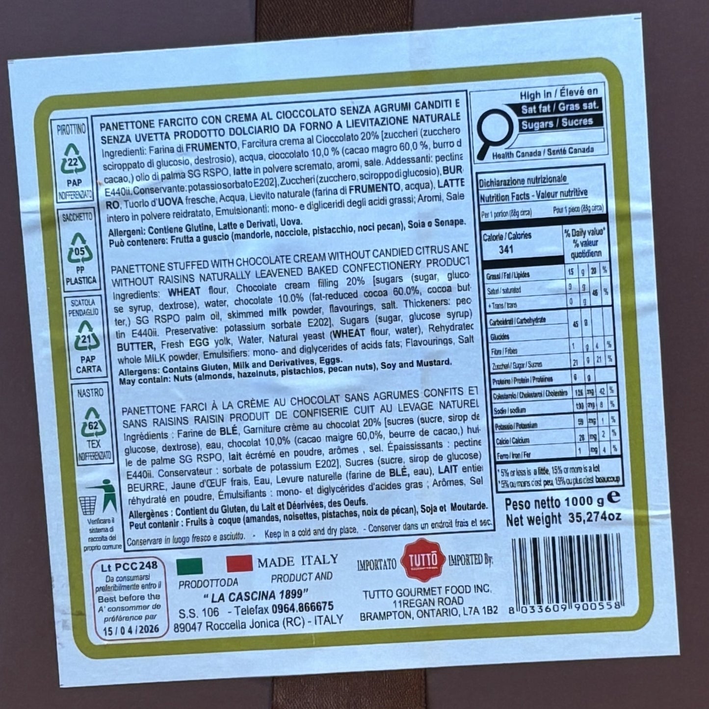 La Cascina Panettone Ciocolatto