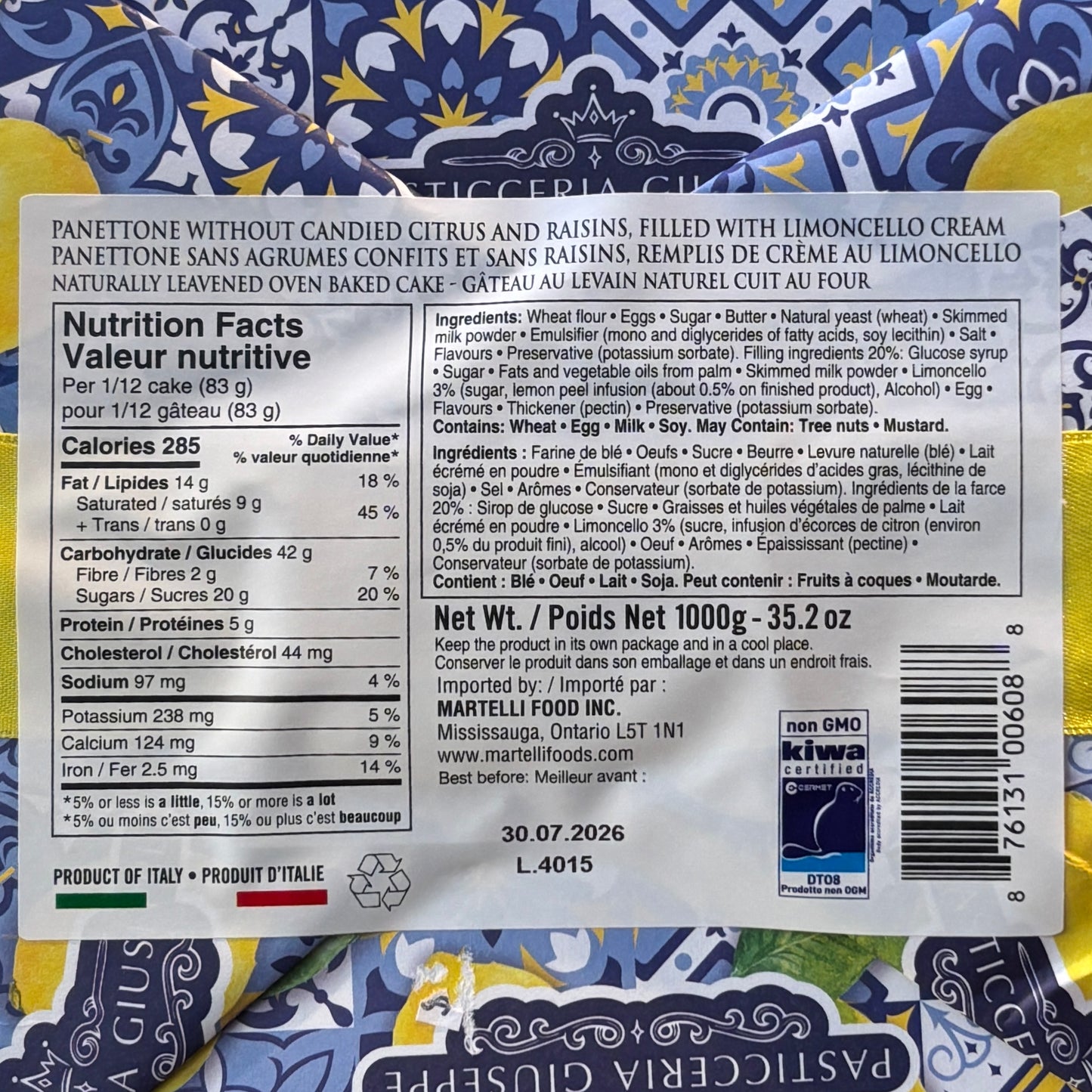 Pasticceria Giuseppe Amalfi Panettone with Limoncello Cream