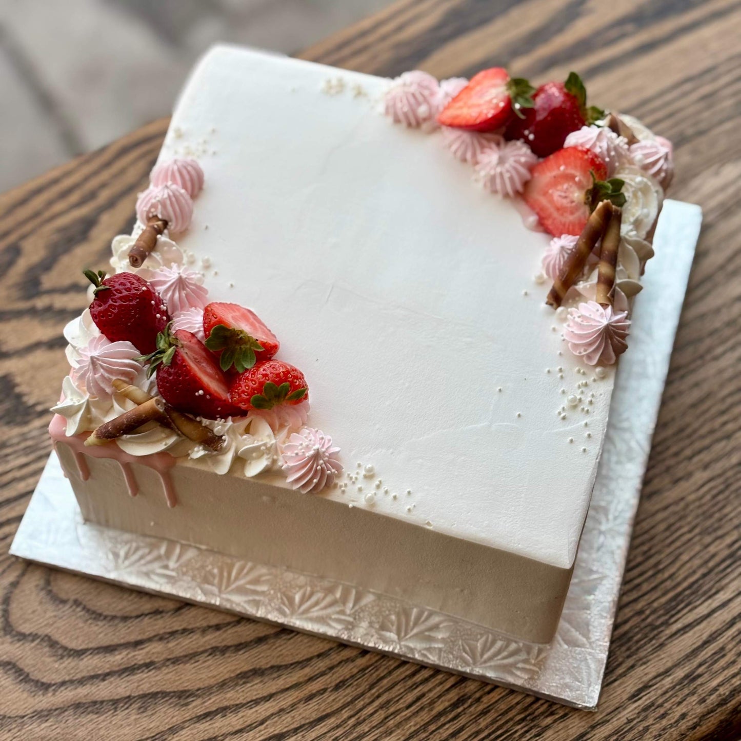 Strawberry Diplomatico Cake - Square