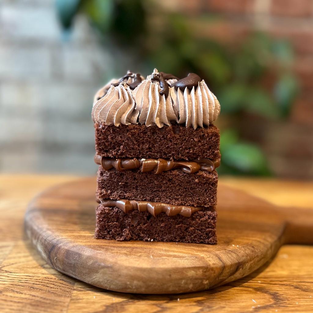 Inside view chocolate Nutella cake