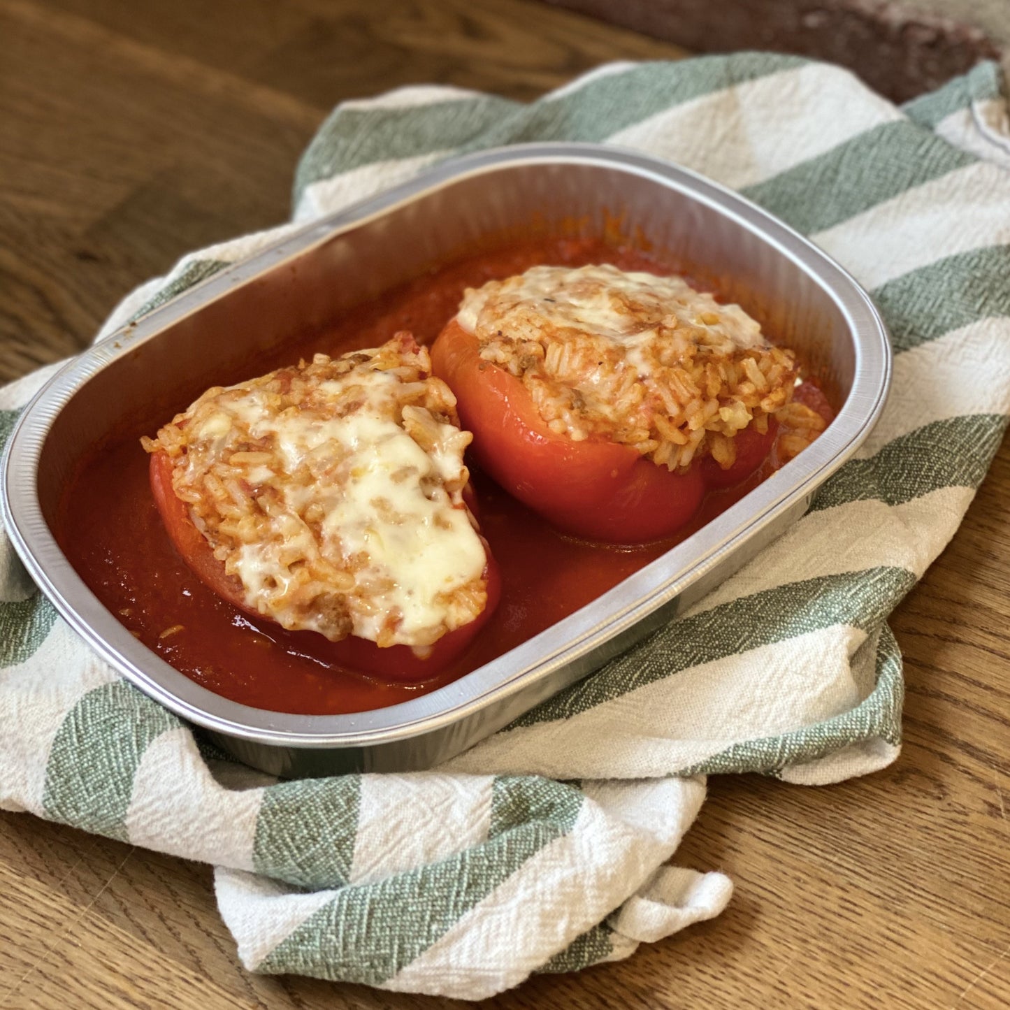 Frozen Stuffed Peppers - Cut in Half