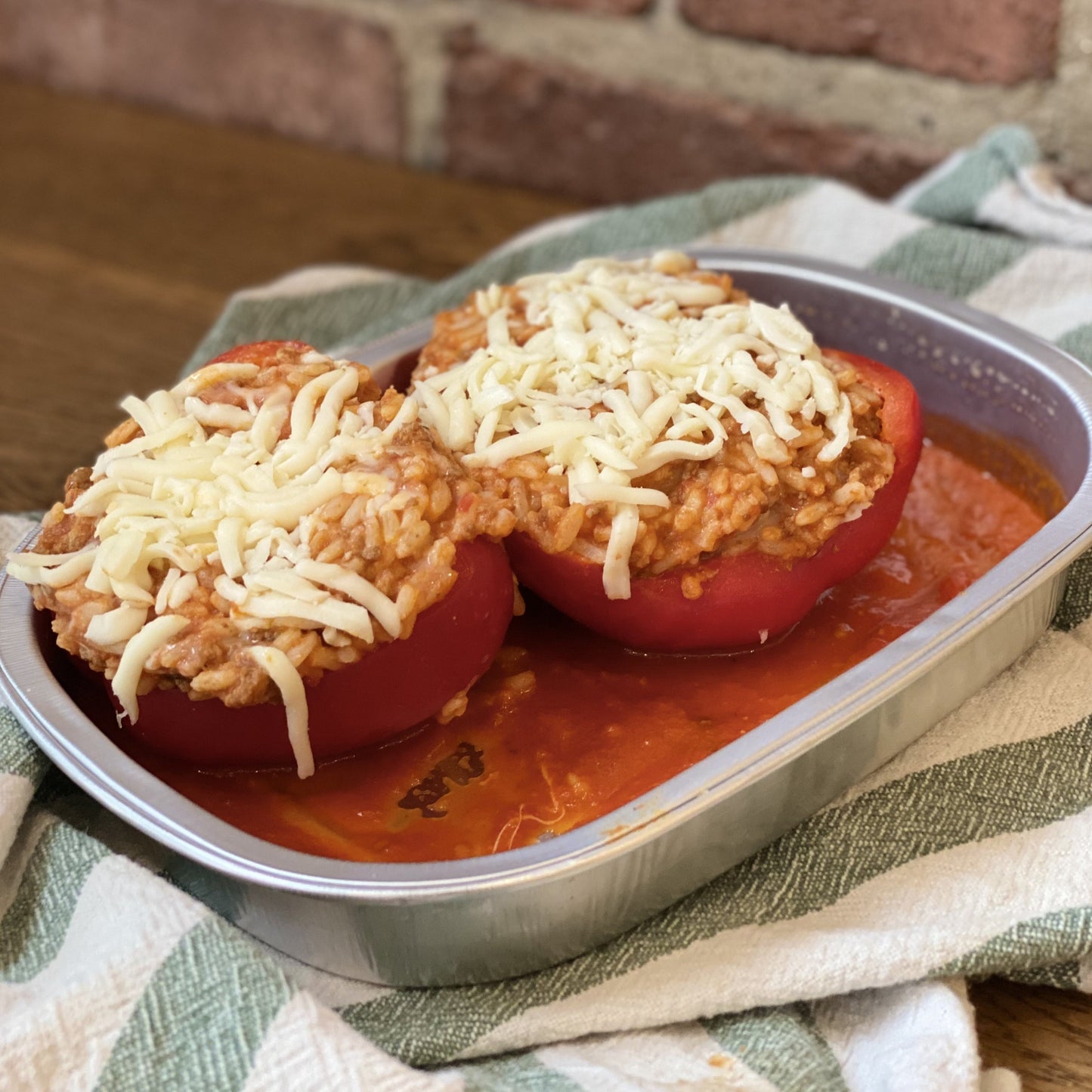 Frozen Stuffed Peppers - Cut in Half