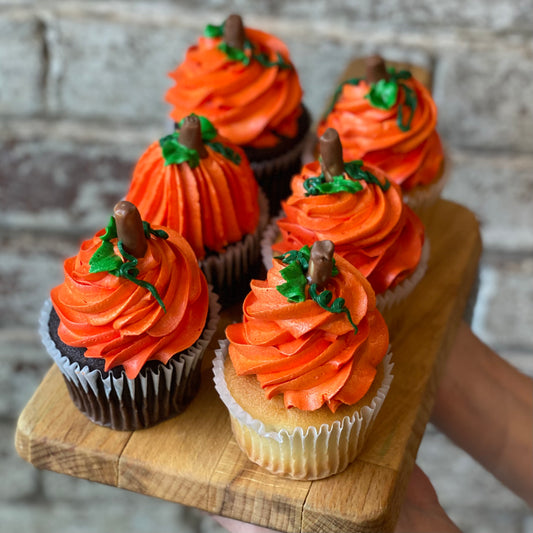 Pumpkin Decorated Cupcakes (Box of 6)
