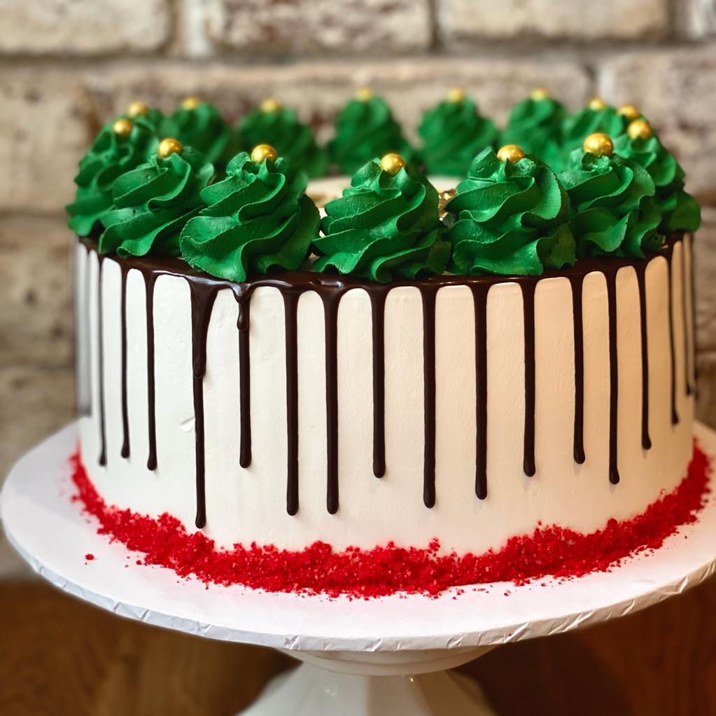 Happy Holidays Chocolate Ganache Cake
