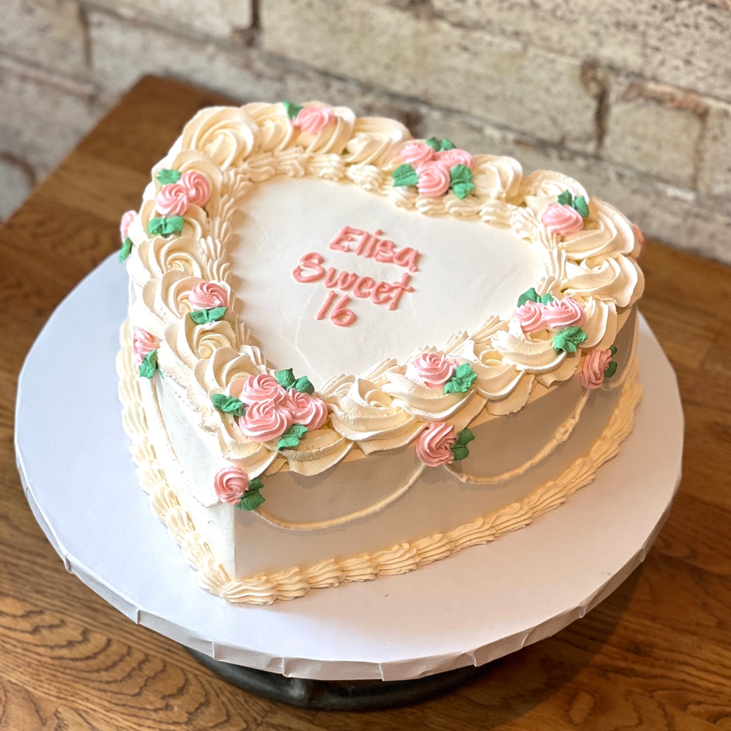 Retro white heart-shaped cake