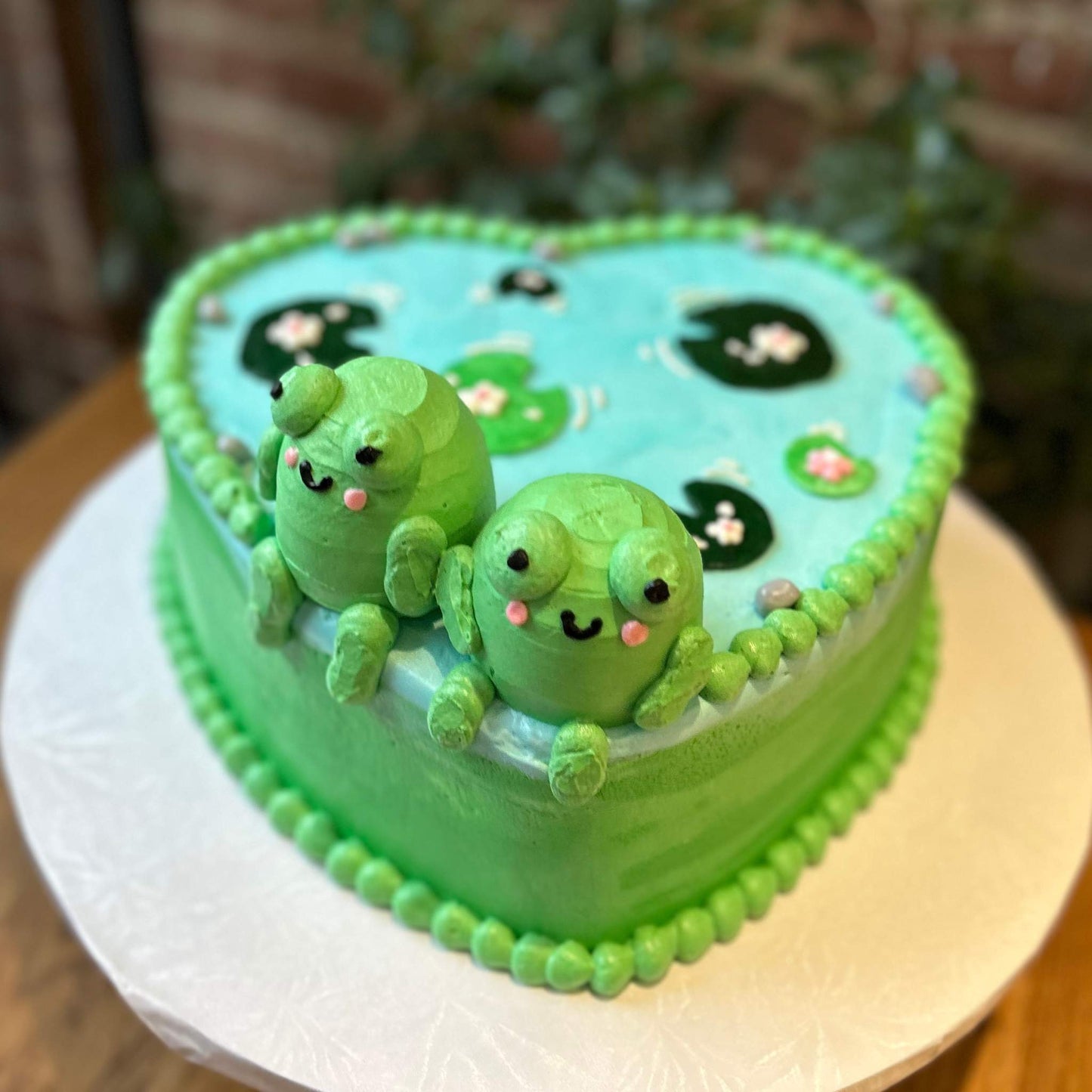 Frog Pond Heart-Shaped Cake