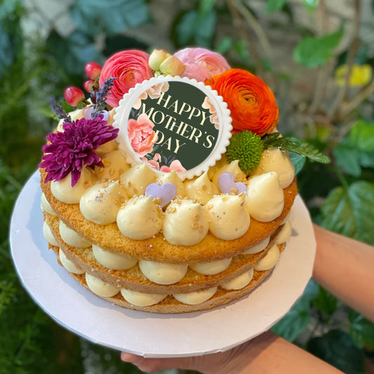 Mother's Day Cake with Fresh Flowers