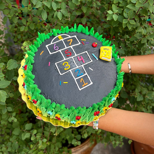 Hopscotch-themed cake