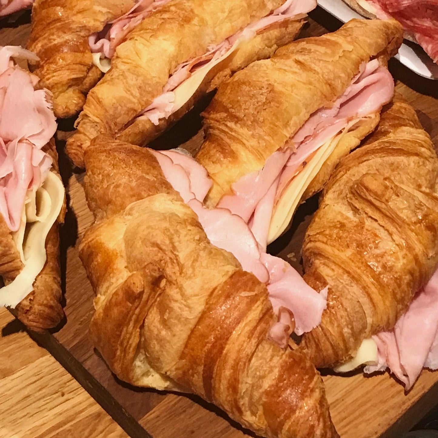 Croissants (cornetti) with ham and cheese