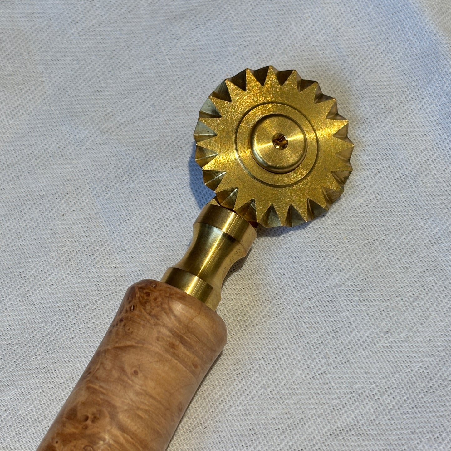 Brass Pasta Cutter (Custom Burl Wood Handles)