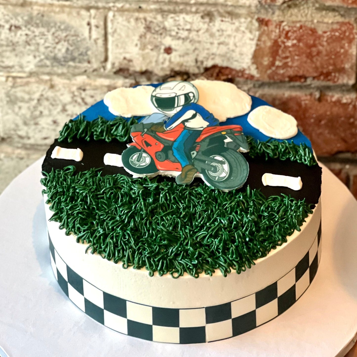 Motorcycle-themed birthday cake