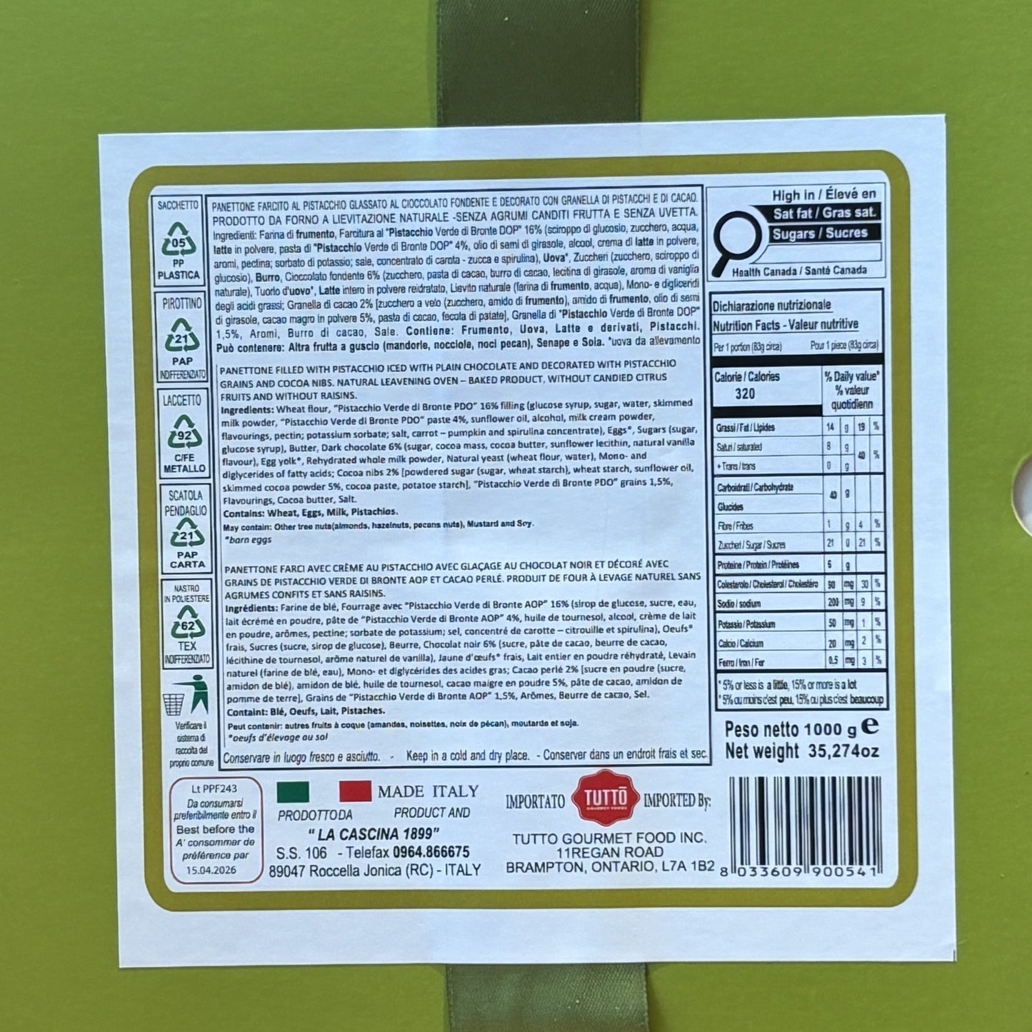 La Cascina Panettone Pistacchio