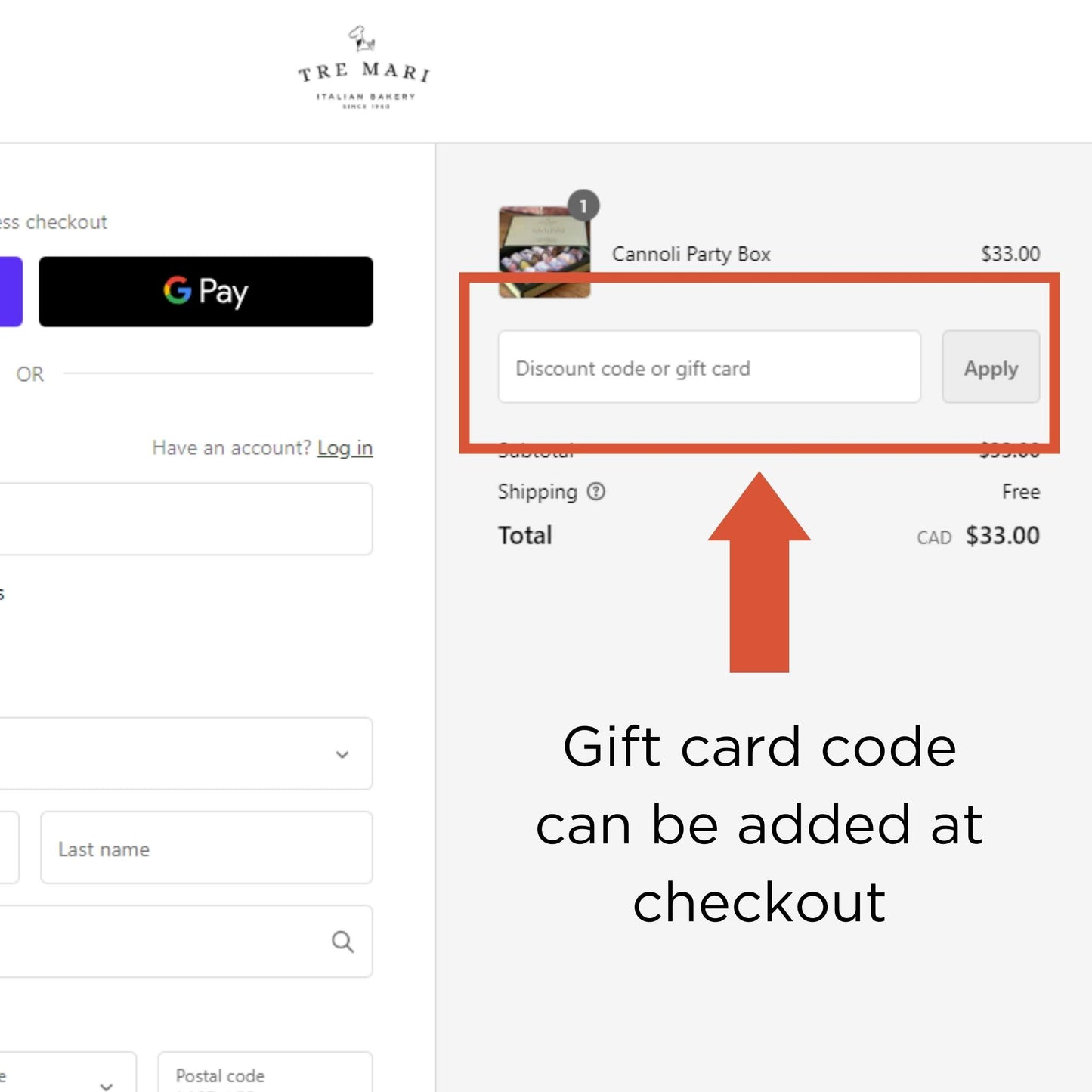 Gift Card Instructions