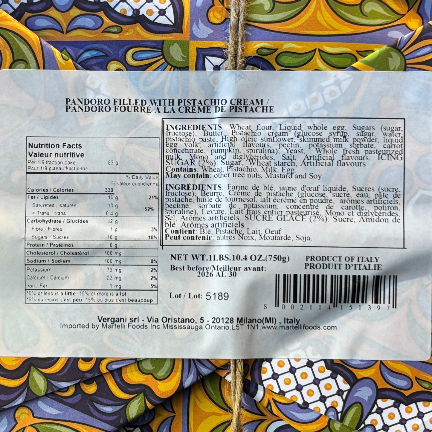 Vergani Pandoro Pistachio