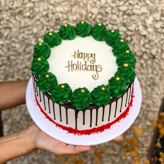 Happy Holidays Chocolate Ganache Cake