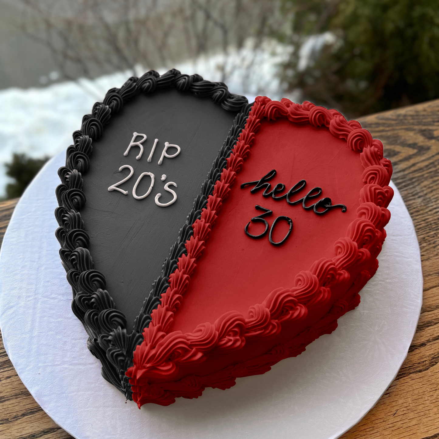 RIP Decade Heart Cake
