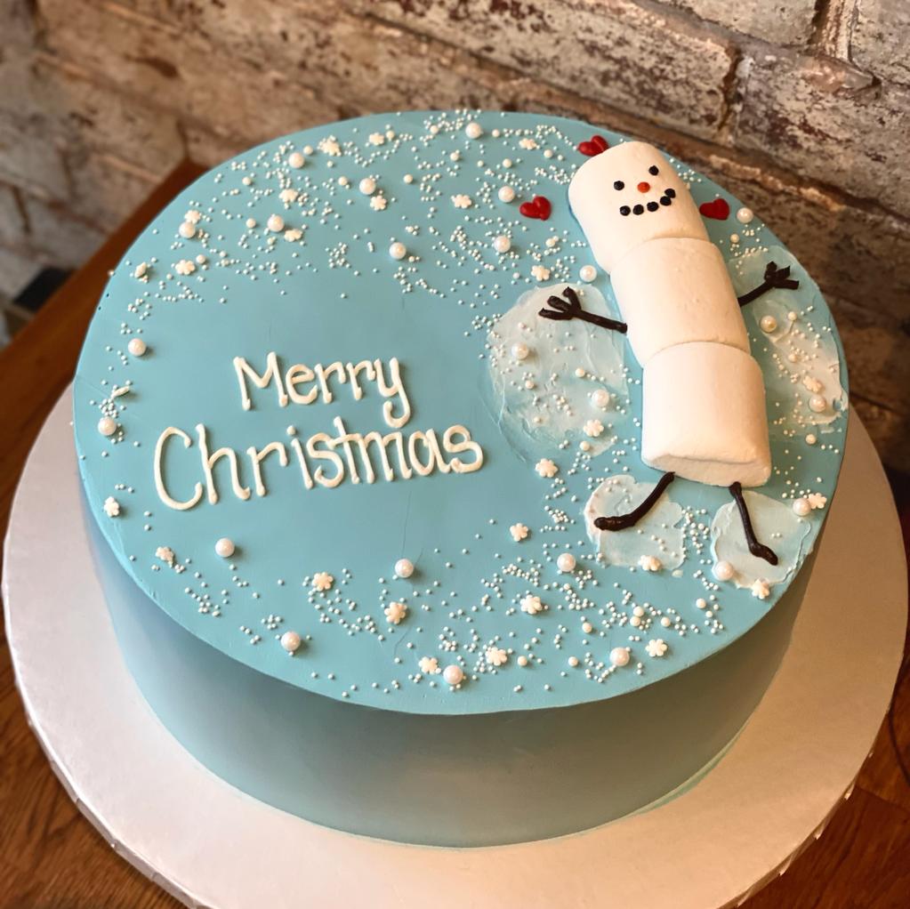 Marshmallow Snowman Cake