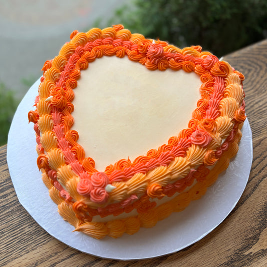 Monochrome Vintage Heart-Shaped Cake