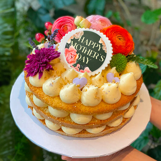 Mother's Day Cake with Fresh Flowers