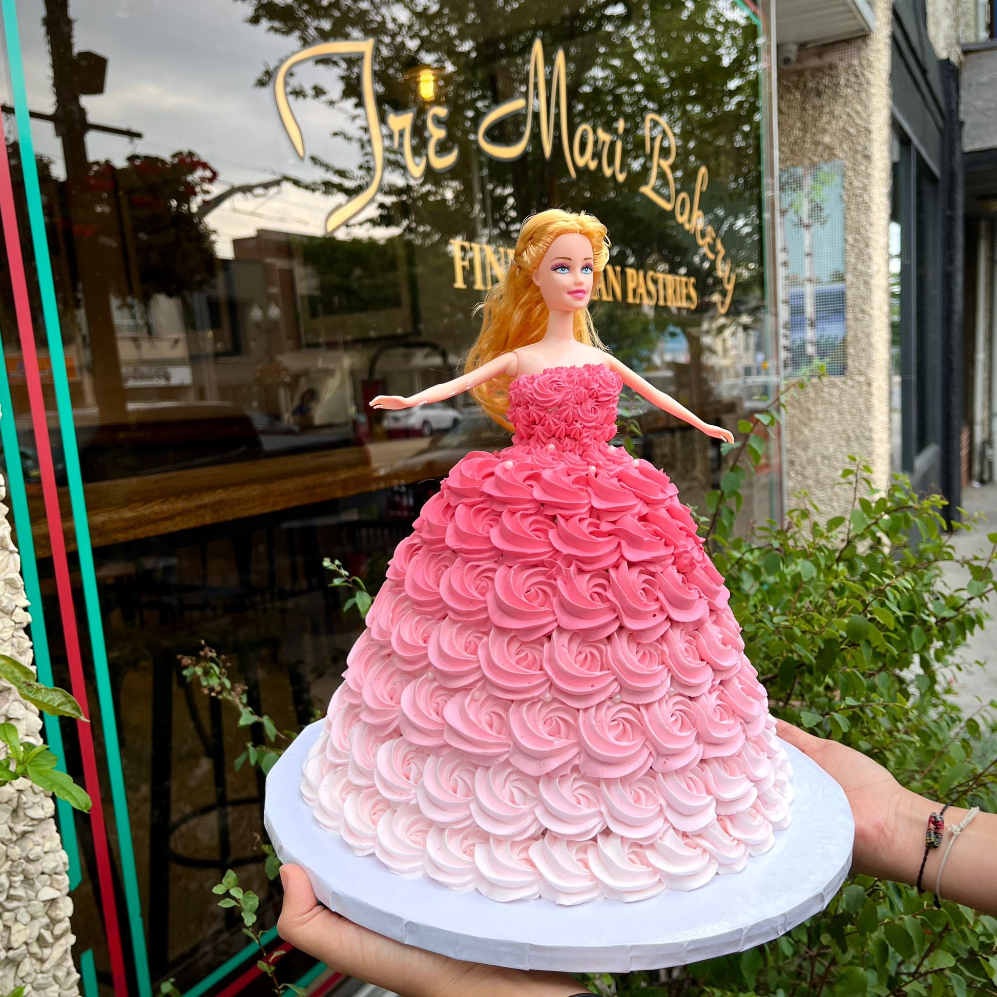 Barbie in a pink dress birthday cake