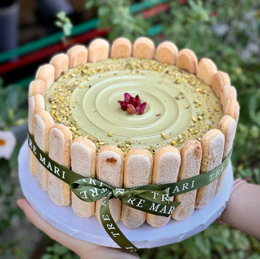 Pistachio Ganache Tiramisu Cake