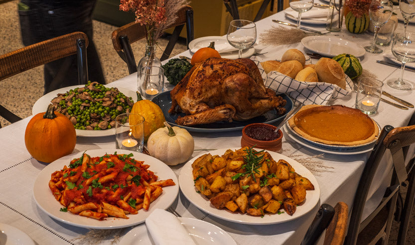 Thanksgiving dinner turkey dinner on a table