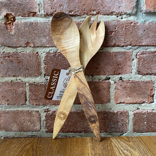 Olive Wood Salad Serving Utensils