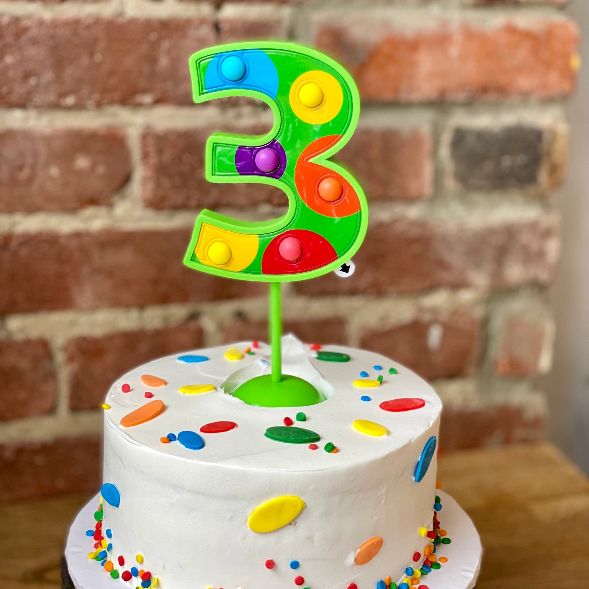 Kids birthday cake with light up number three