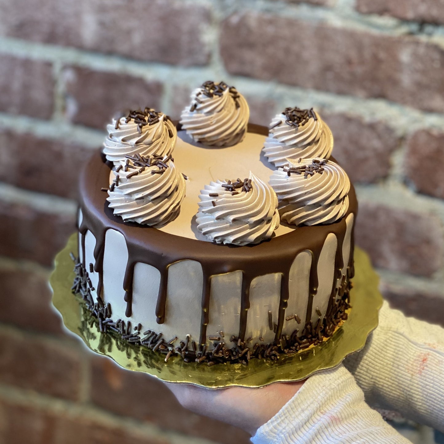 Chocolate cake with chocolate sprinkles