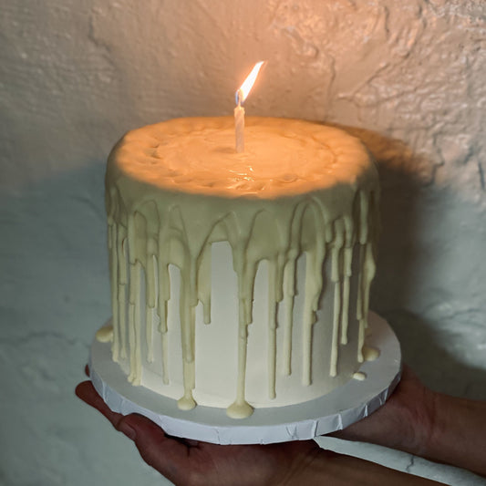 Spooky candle cake with white chocolate wax